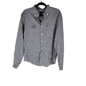 American Eagle Mens Shirt Gingham Blue Y2K Preppy Nautical Cotton L